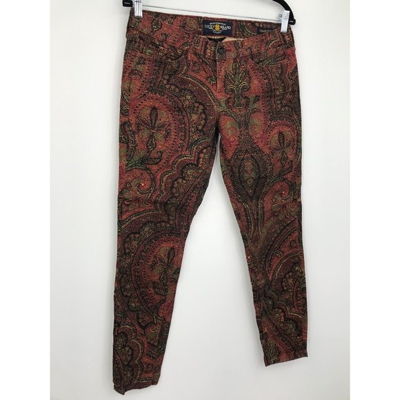 Lucky Brand Charlie Skinny Ankle Bohemian Boho Paisley Jeans Size 8/29 - Picture 4 of 8